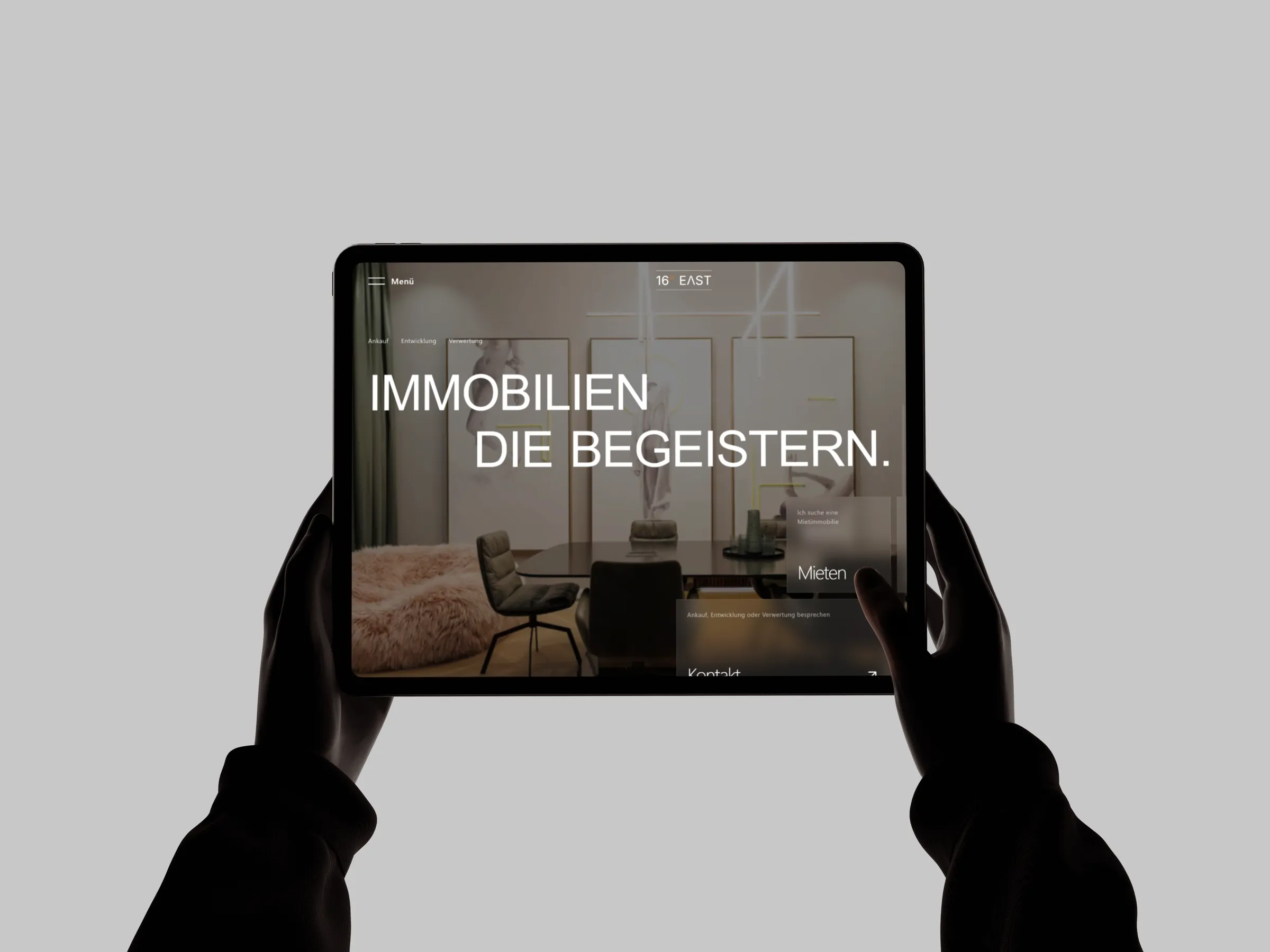 Mockup der Website von 16east